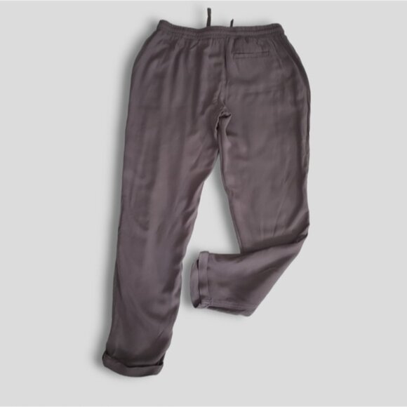 Taupe Grey Linen Drawstring Lounge Pants - Picture 5 of 15